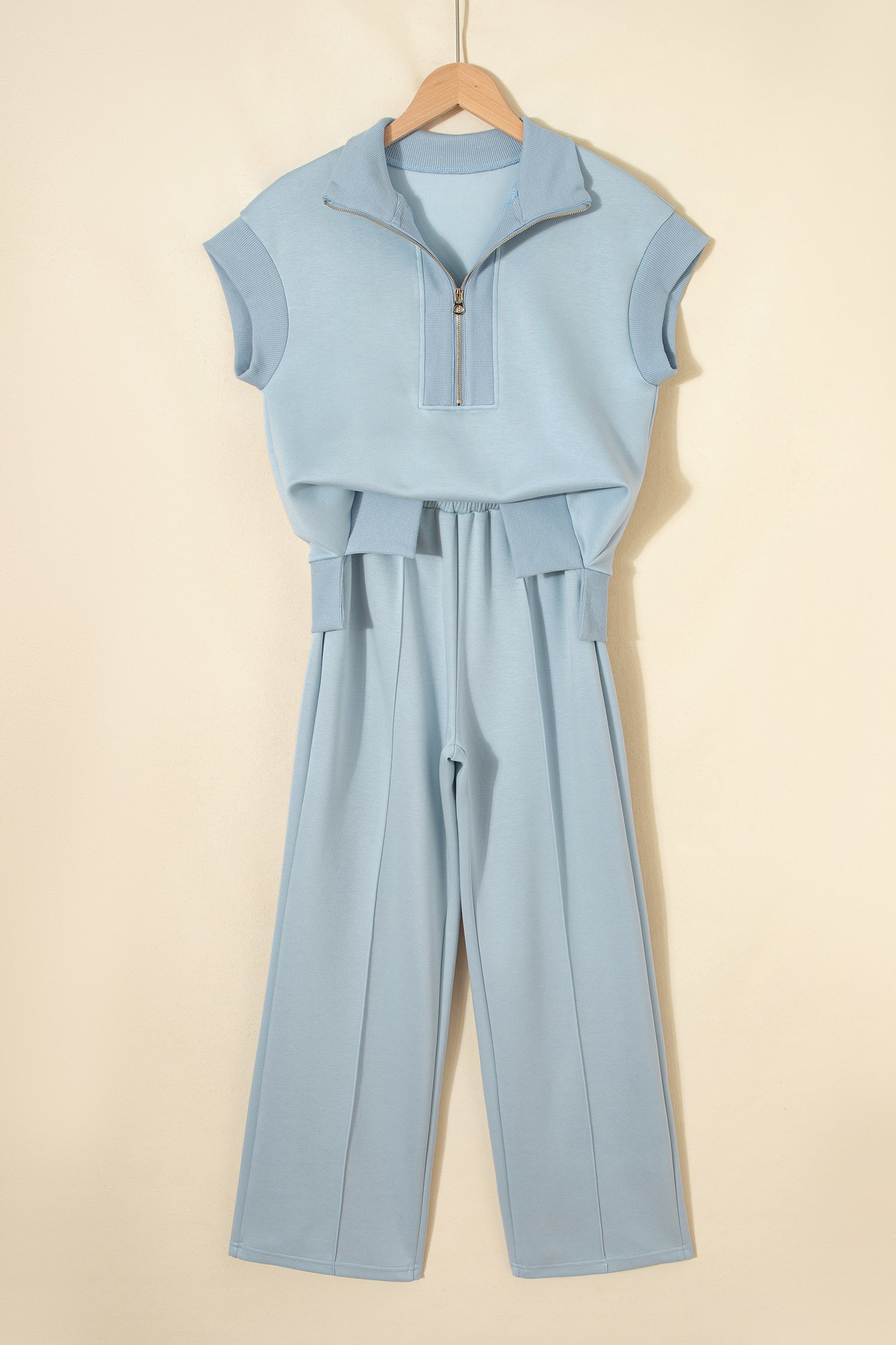 Beau Blue Half Zip Polo Tee Casual Pant Set - Snoopy's Closet