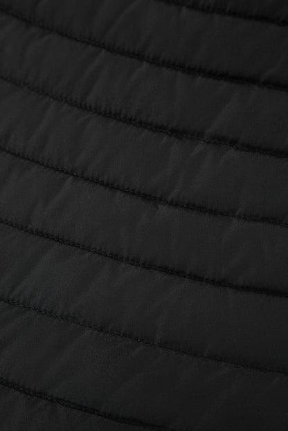 Black Solid Color Quilted Zip-up Puffer Jacket - Snoopy's Closet