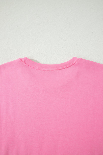 Sachet Pink Solid Cover Oversize Tee Pocketed Casual Pants 2pcs Outfit - Snoopy's Closet