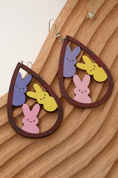 Brown Waterdrop Shape Easter Bunny Hook Earrings - Snoopy's Closet