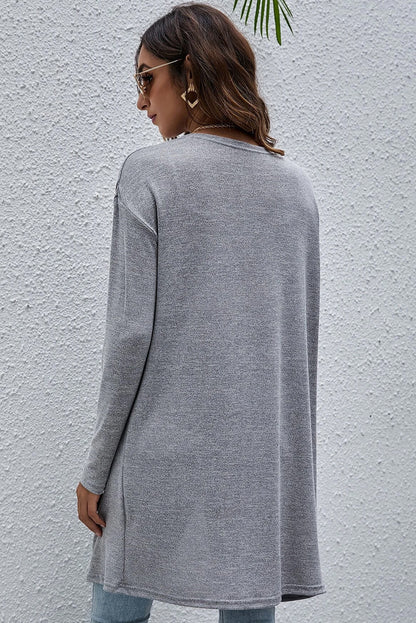 High Rise Solid Color Open Front Lightweight Cardigan - Snoopy's Closet