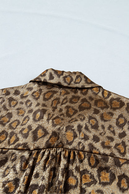 Gold Plus Size Leopard Print Short Sleeve Dolman Shirt - Snoopy's Closet