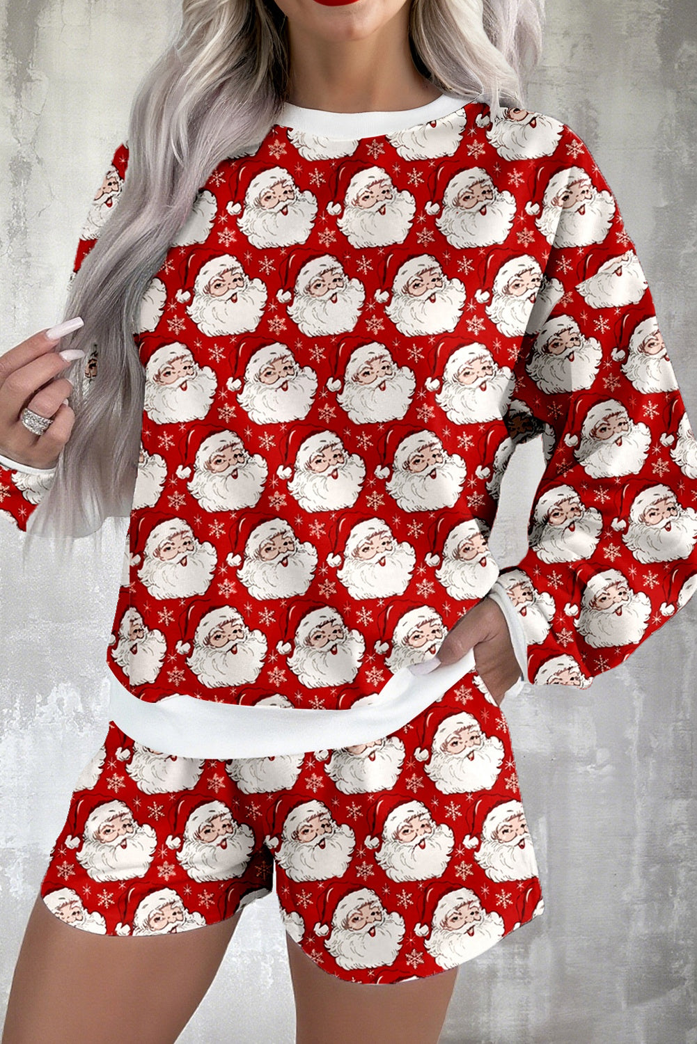 Red Ho Ho Ho Christmas Fashion Print 2pcs Lounge Short Set - Snoopy's Closet