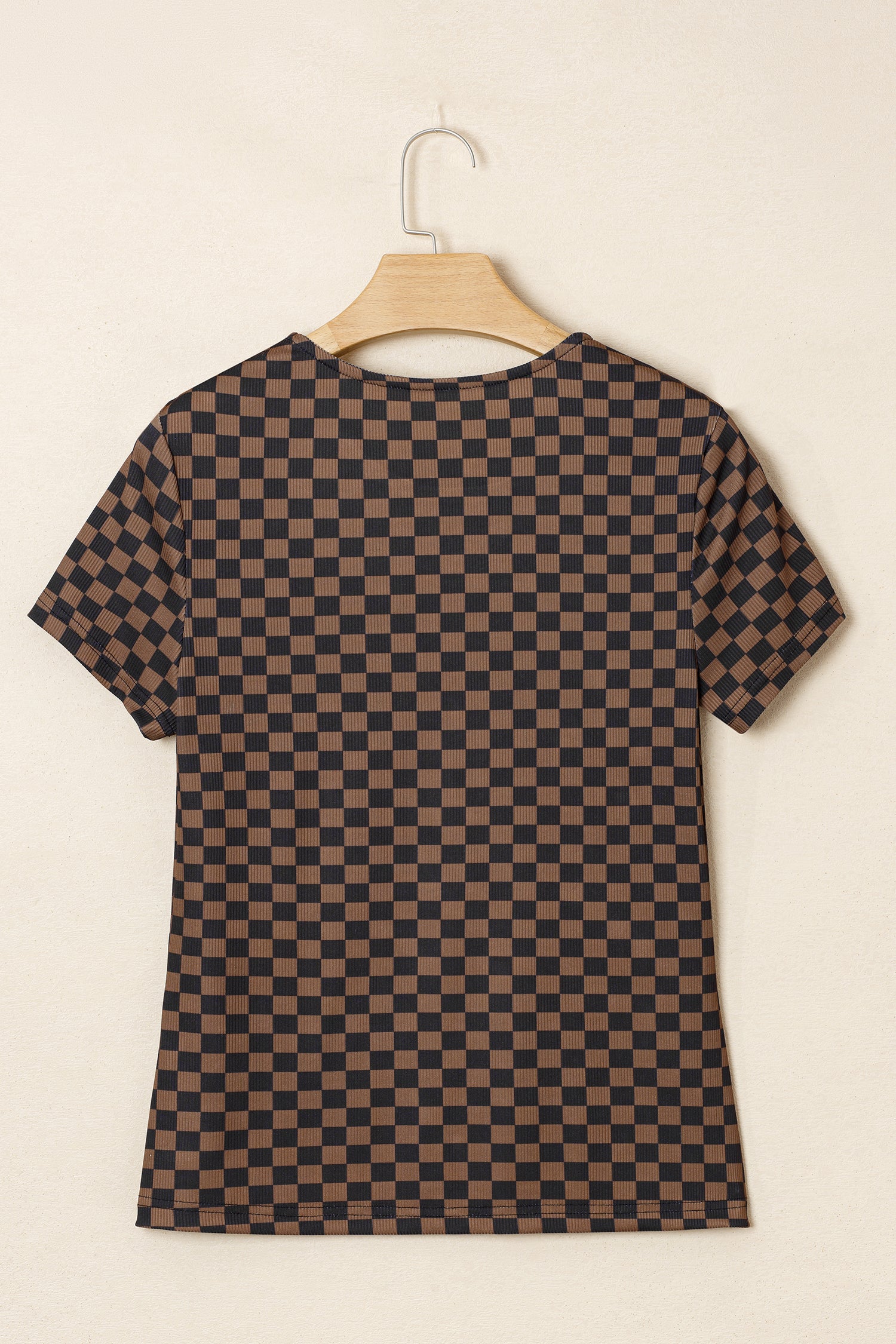 Black Checkerboard Round Neck Summer T Shirt - Snoopy's Closet