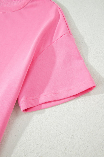 Sachet Pink Solid Cover Oversize Tee Pocketed Casual Pants 2pcs Outfit - Snoopy's Closet