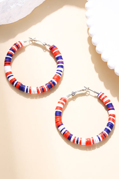 Fiery Red Patriotic Multicolored Bead Hoop Earrings - Snoopy's Closet