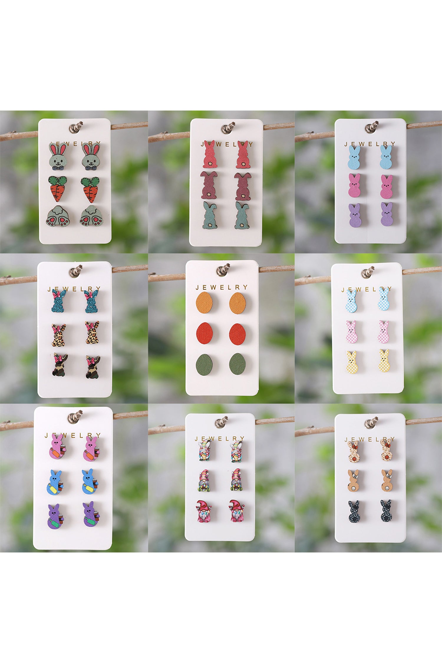 Khaki Easter Bunny 3 Pairs Different Earrings - Snoopy's Closet