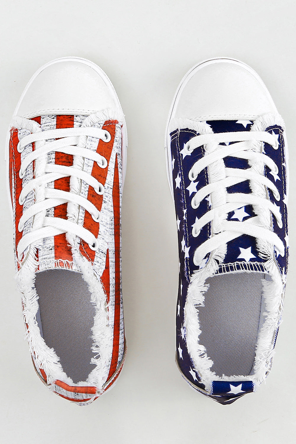 Blue American Flag Lace-up Canvas Flat Shoes - Snoopy's Closet