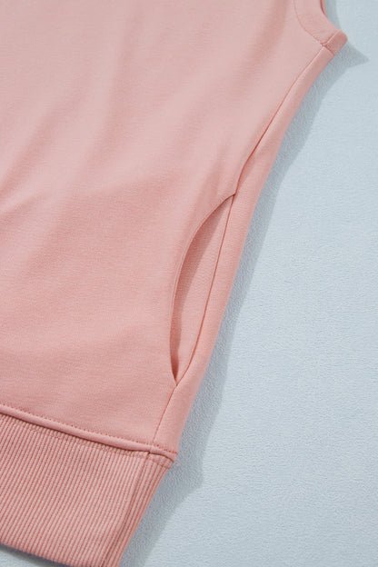 Mint Green Solid Color High Neck Cap Sleeve Loose Top