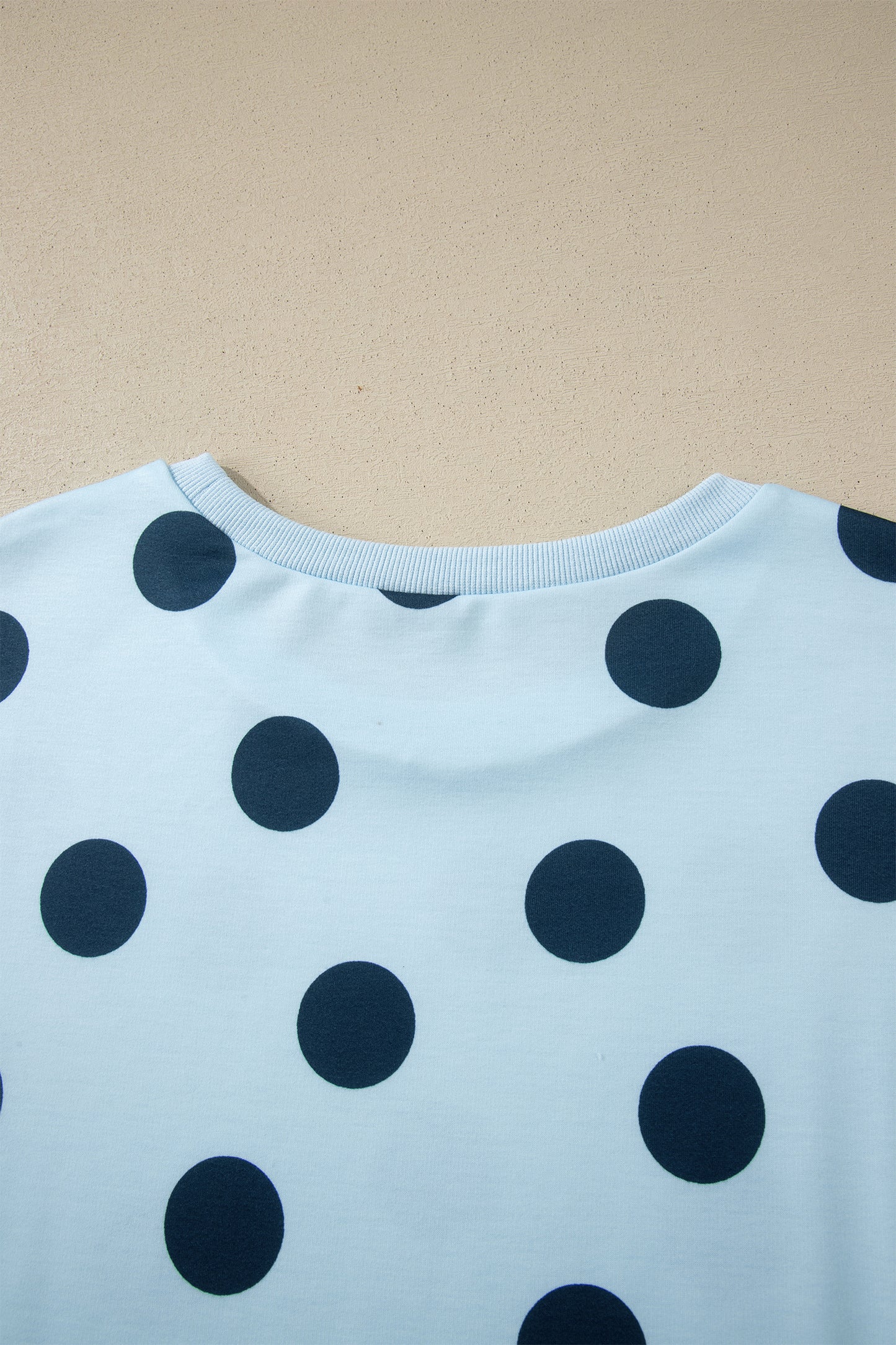 Sky Blue Polka Dot Print Loose Tee Drawstring Elastic Waist Short Set - Snoopy's Closet