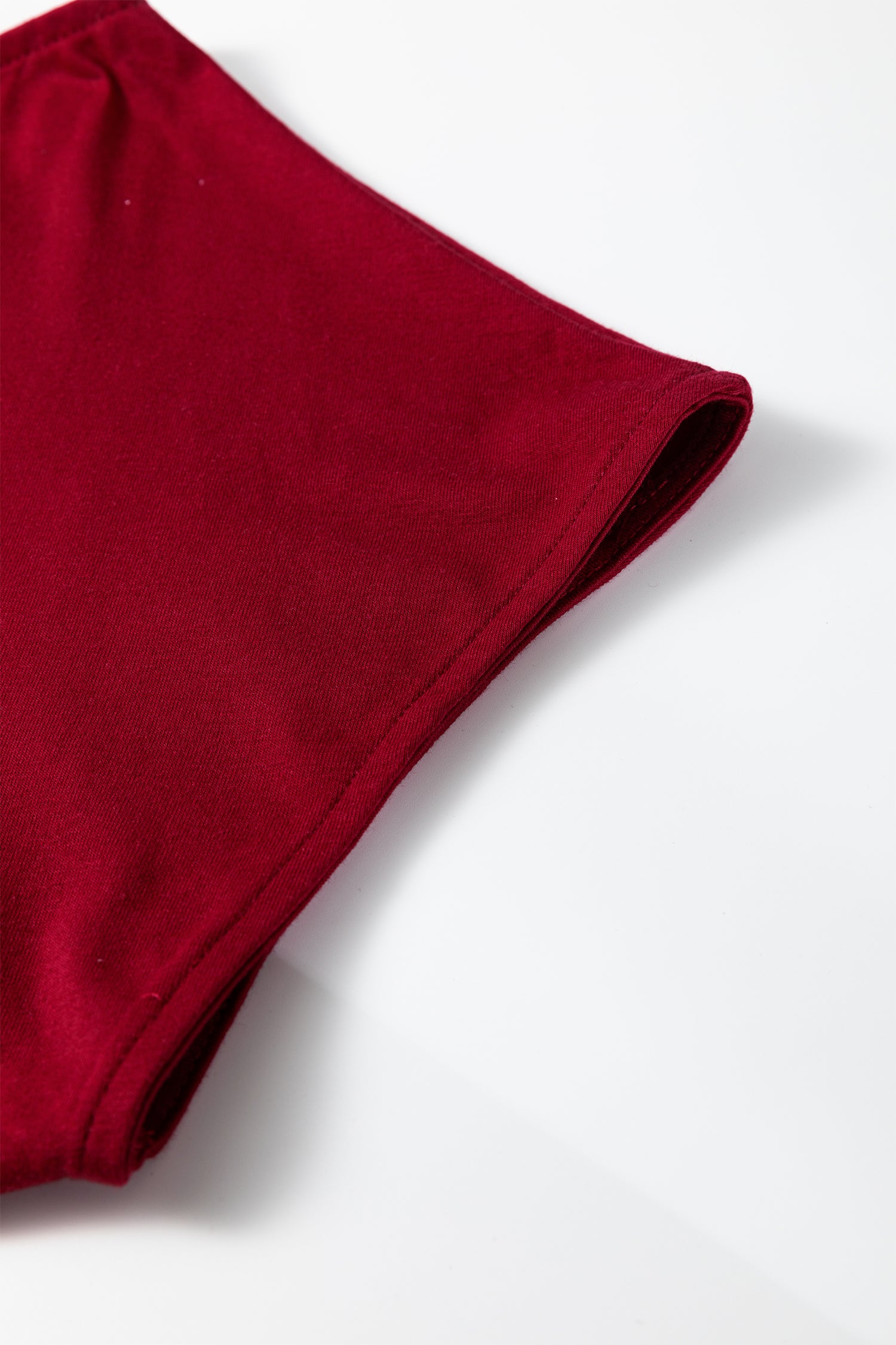 Burgundy Plus Size Solid Color Asymmetric Neck Short Sleeve Blouse - Snoopy's Closet