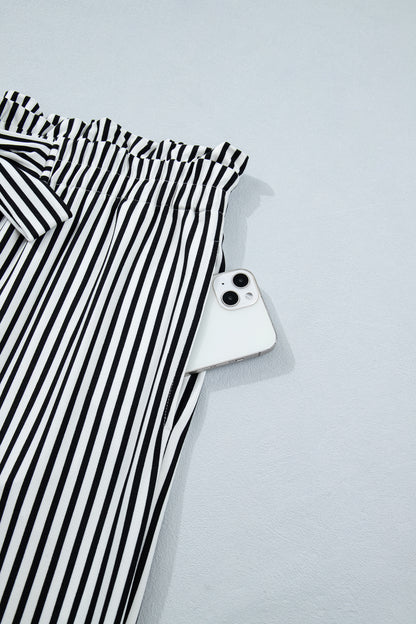 Pantalones casuales rectos holgados de talla grande con rayas negras