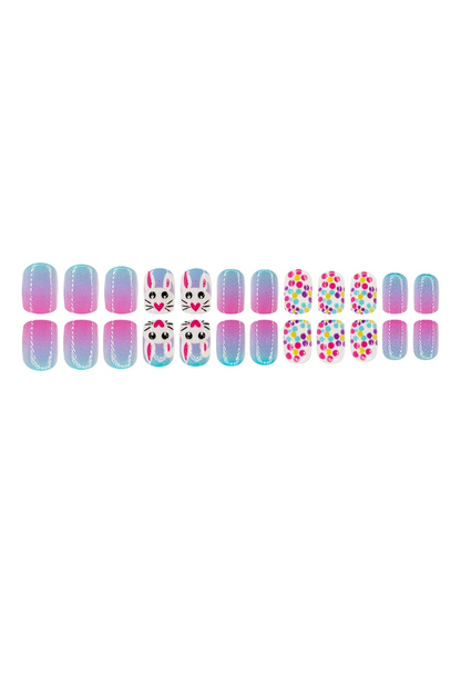 Bonbon Polka Dot Bunny Easter Fashion Square Nail Stickers - Snoopy's Closet