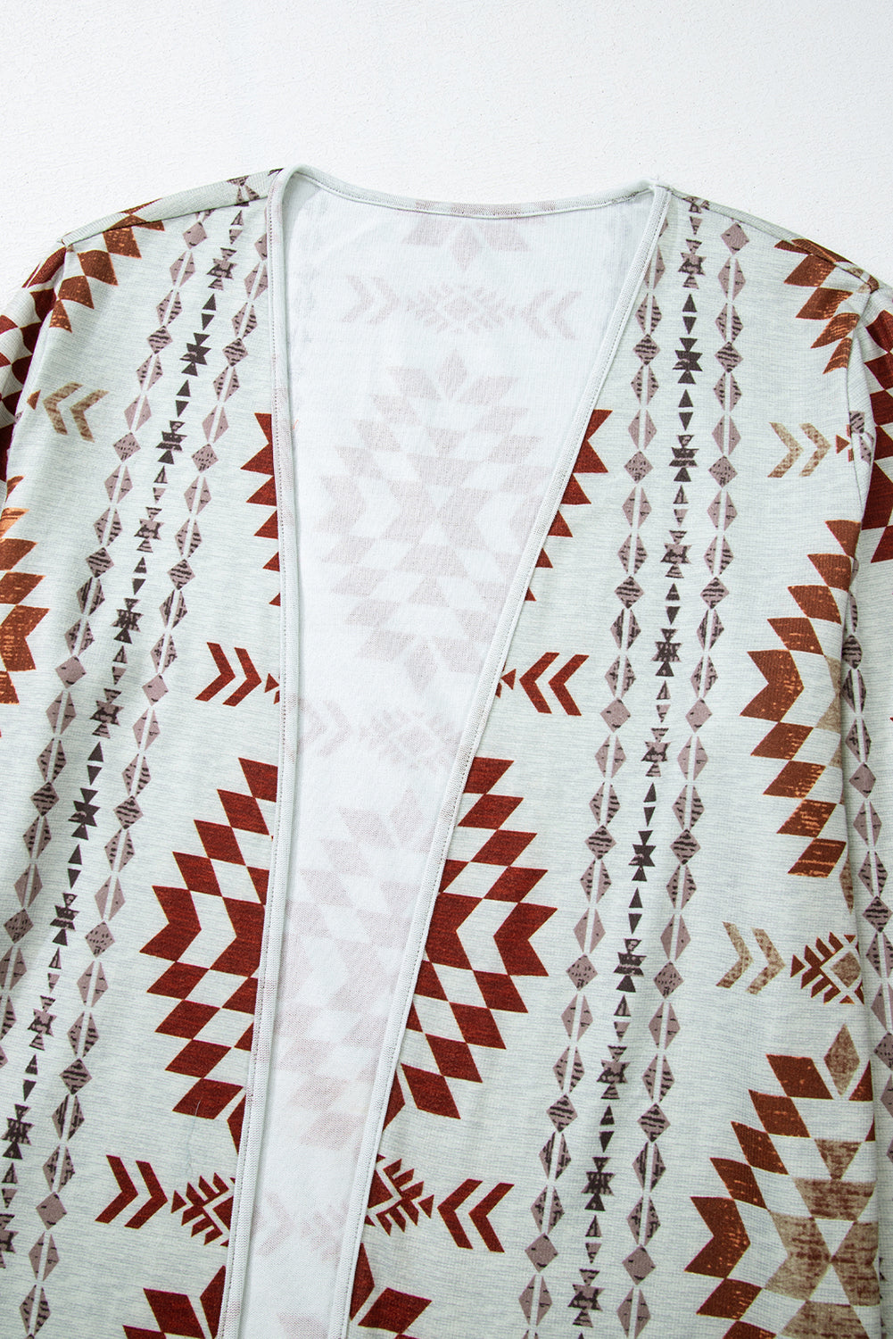 Brown Western Aztec Printed Open Front Long Cardigan - Snoopy's Closet