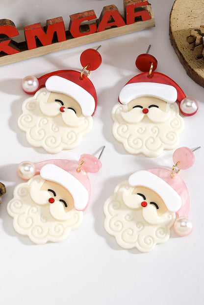 White Bright Pearl Decor Cute Father Christmas Earrings - Snoopy's Closet