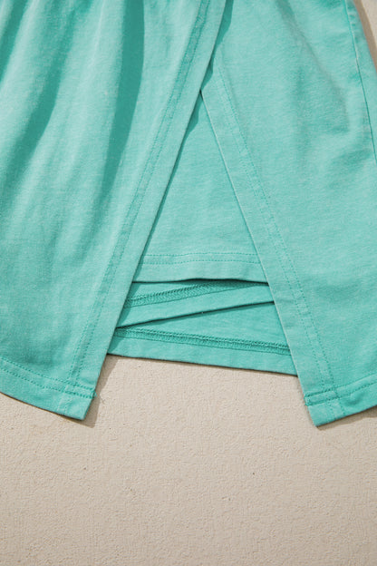 Mint Green Mineral Wash V Neck Tee Matching Skort Set - Snoopy's Closet