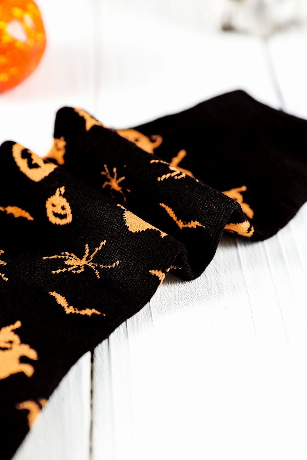 Black Spooky Season Halloween Element Print Socks - Snoopy's Closet