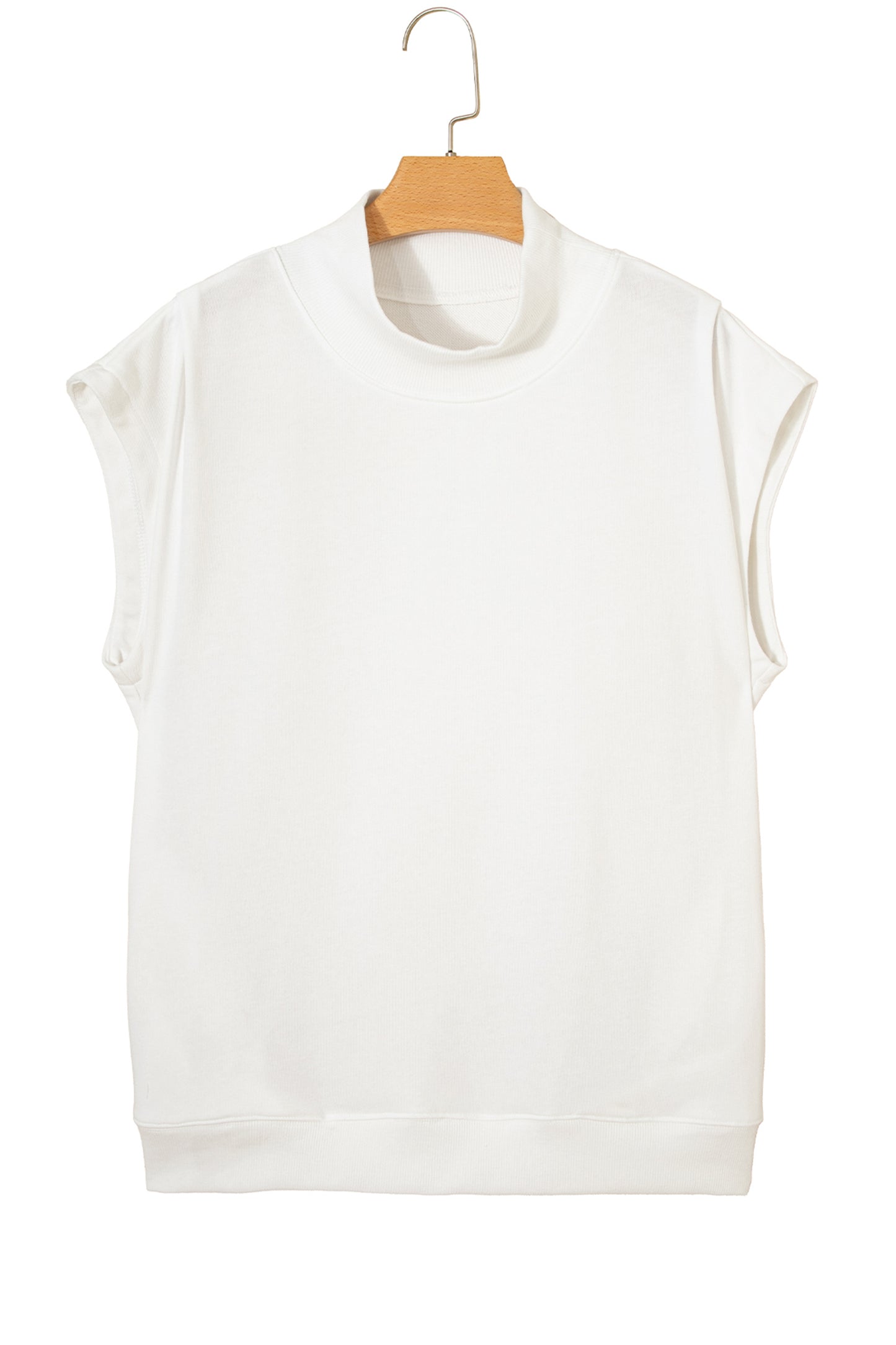 Mint Green Solid Color High Neck Cap Sleeve Loose Top