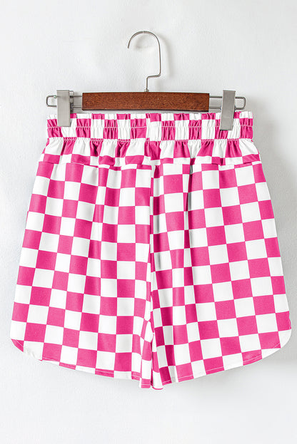 Black Checkered Print High Waist Casual Shorts - Snoopy's Closet