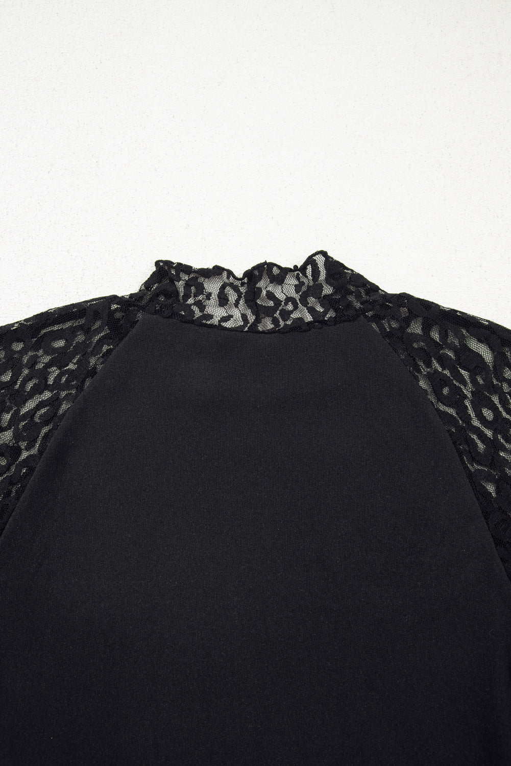 Black Leopard Mesh Patchwork Knit Long Sleeve Top - Snoopy's Closet