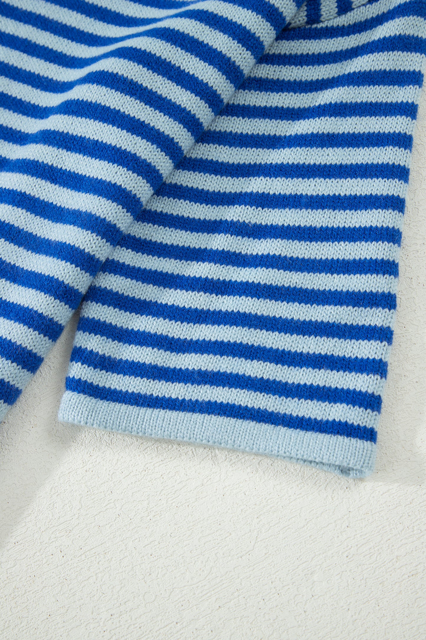 Blue Stripe Loose Half Sleeve Knit Button Down Sweater Cardigan