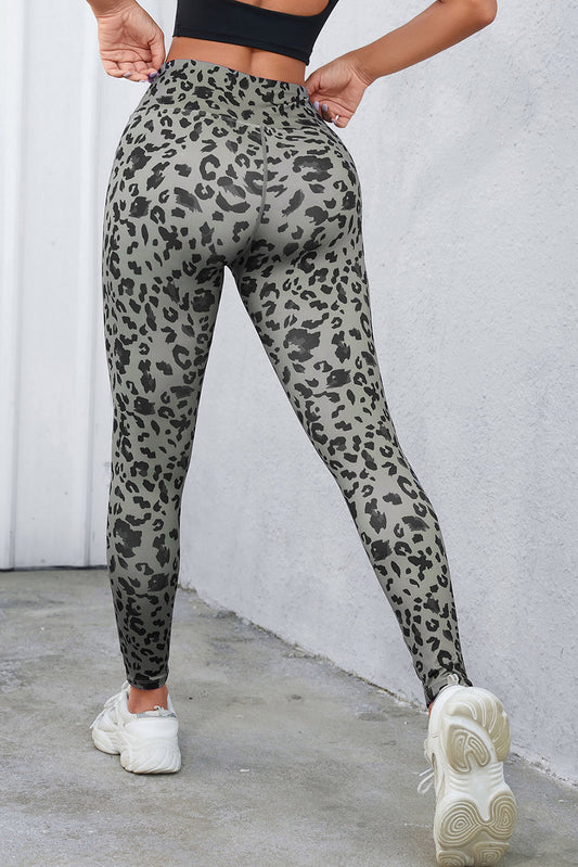 Gray Classic Leopard Print Active Leggings - Snoopy's Closet