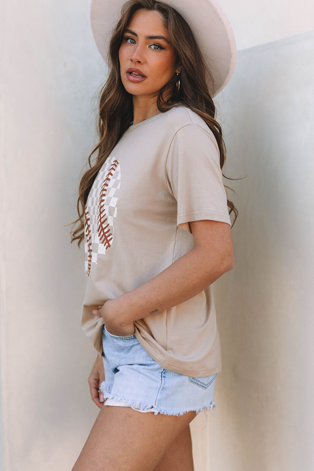 Jet Stream Checkered Baseball Graphic Tee - Snoopy's Closet