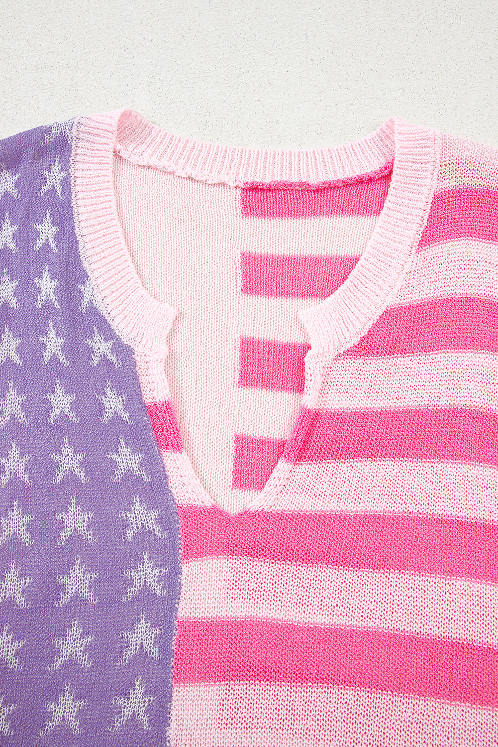Pink Stripe USA Flag Notched Neckline Loose Sweater Vest - Snoopy's Closet