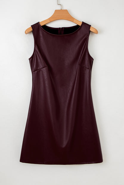 Wild Ginger Vegan Leather Sleeveless Mini Dress - Snoopy's Closet