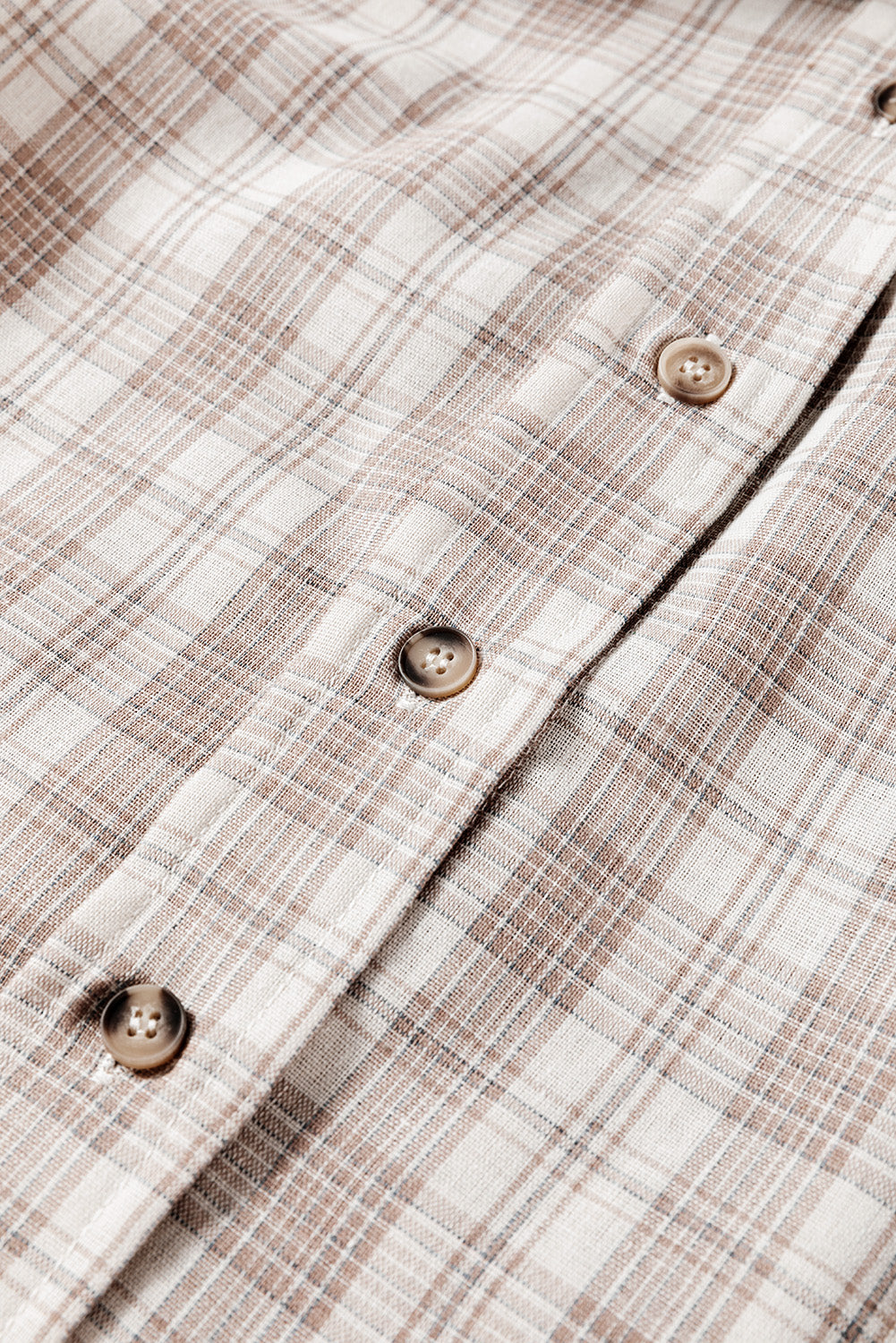 Sobrecamisa de Cuadros Caqui de Corte Holgado con Botones y Capucha