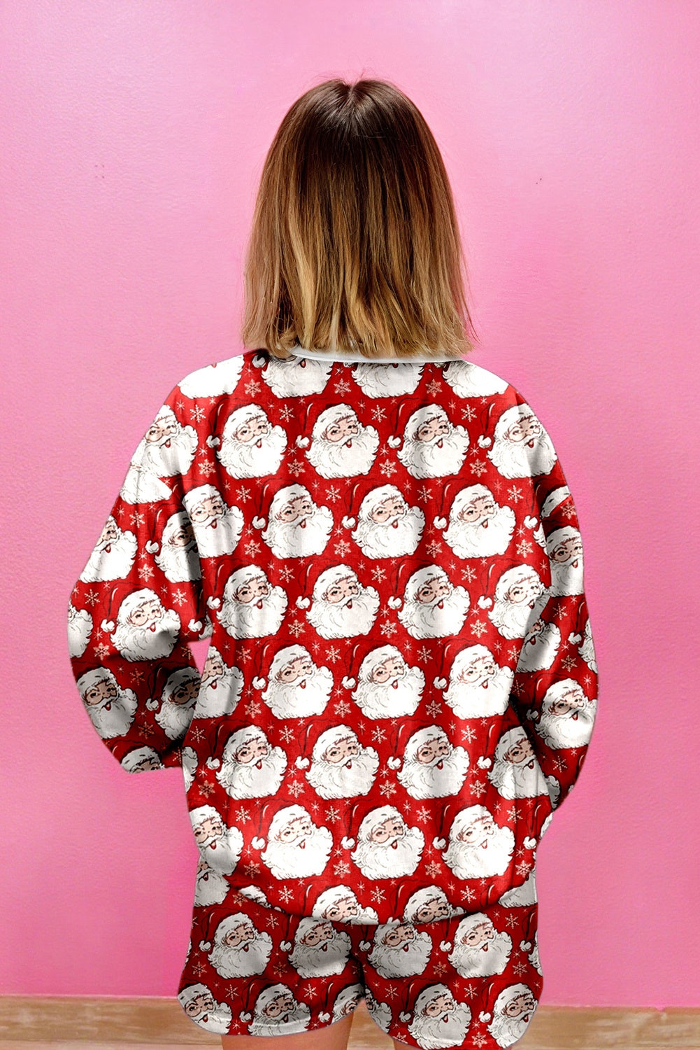 Red Ho Ho Ho Christmas Fashion Print 2pcs Lounge Short Set - Snoopy's Closet