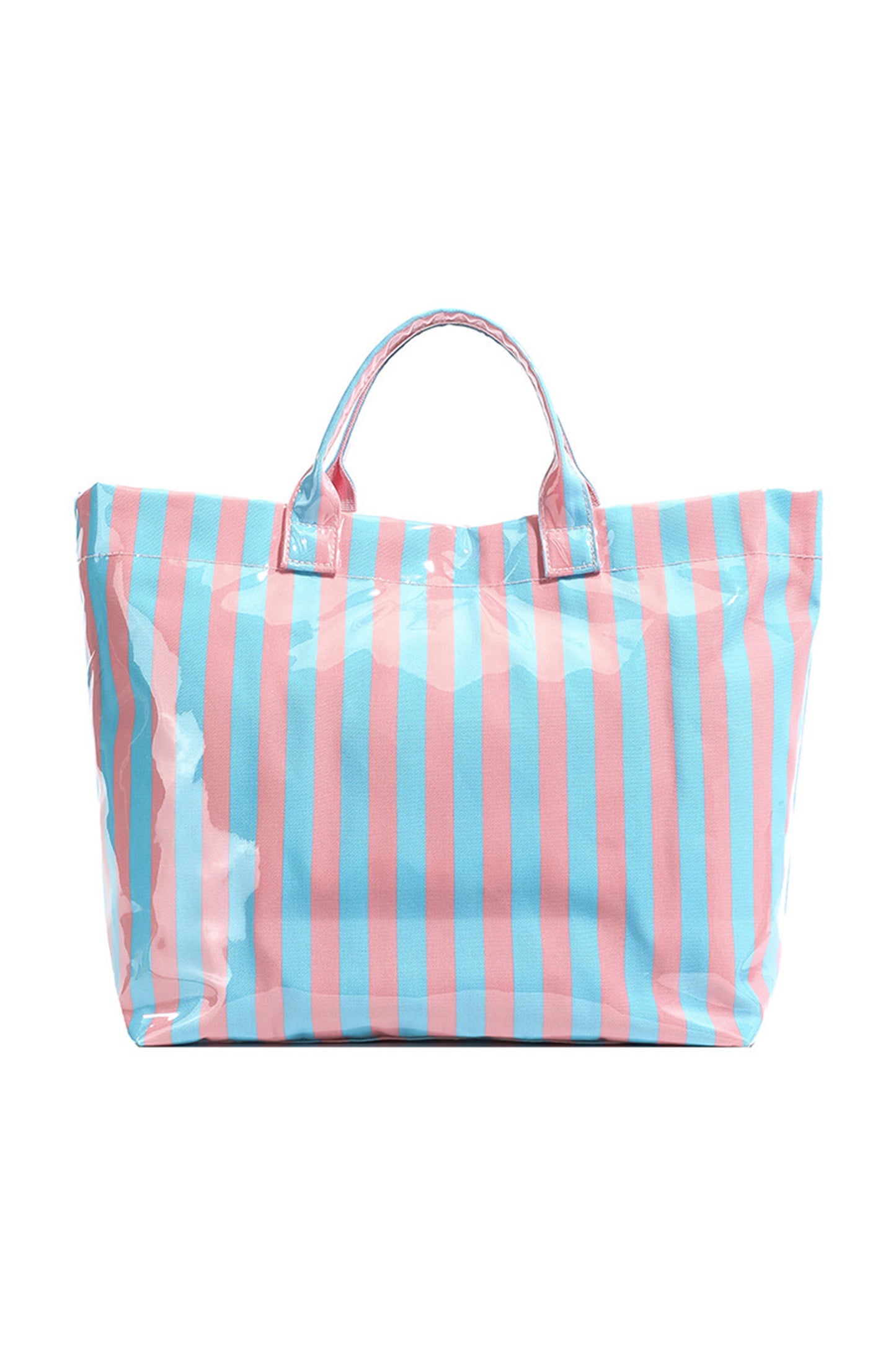 Blackish Green Glossy Striped Vinyl Large Tote Bag - Snoopy's Closet