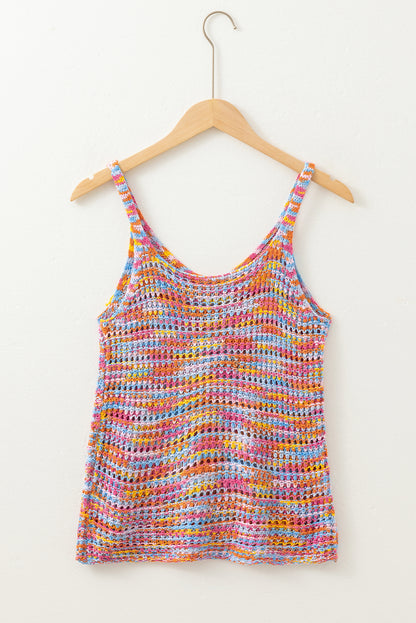 Pink Color Contrast Crochet Loose Fit Sweater Vest - Snoopy's Closet