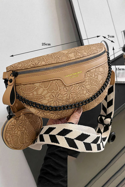 Camel Colorblock Strap Chain Shoulder Bag With Coin Purse - Snoopy's Closet
