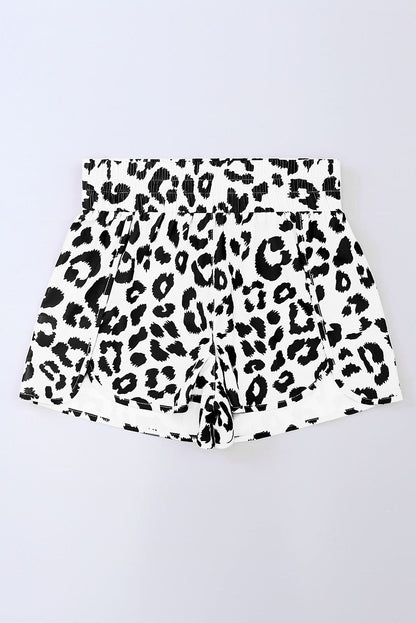 Pantalones cortos deportivos de tiro alto White Leopard