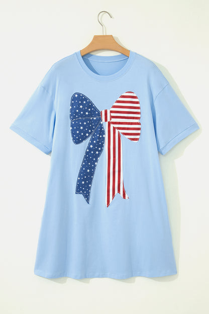 Minivestido de cambio Beau Blue patriótico con lazo grande cosido