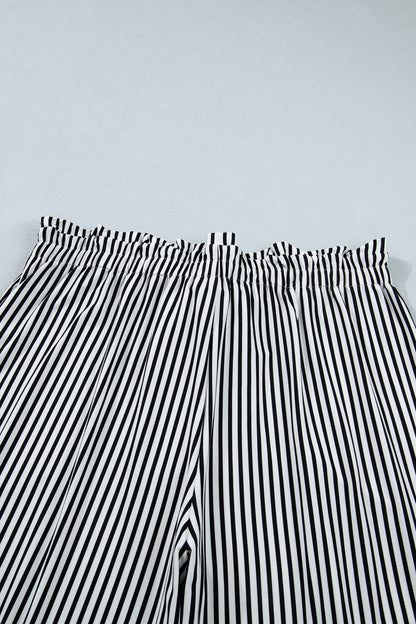 Pantalones casuales rectos holgados de talla grande con rayas negras