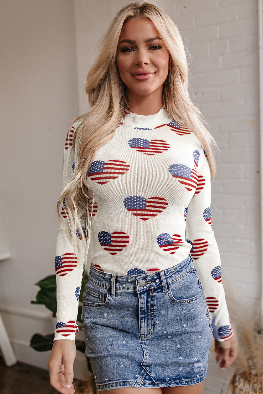 White Americana Glitter Mesh Long Sleeve Bodysuit - Snoopy's Closet
