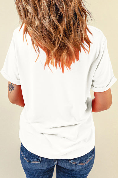 Camiseta Bordada Lazo Fuegos Artificiales 4 de Julio White Love
