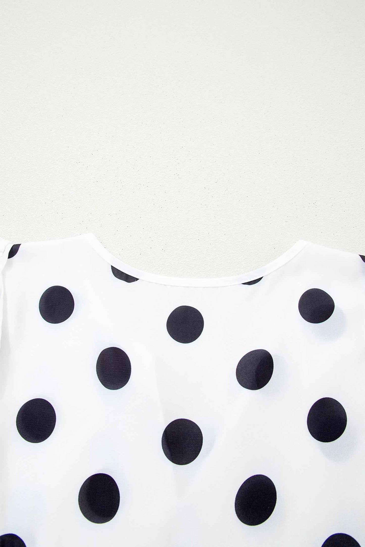 White Polka Dot Print Flutter Sleeve Striped Patchwork Babydoll Blouse