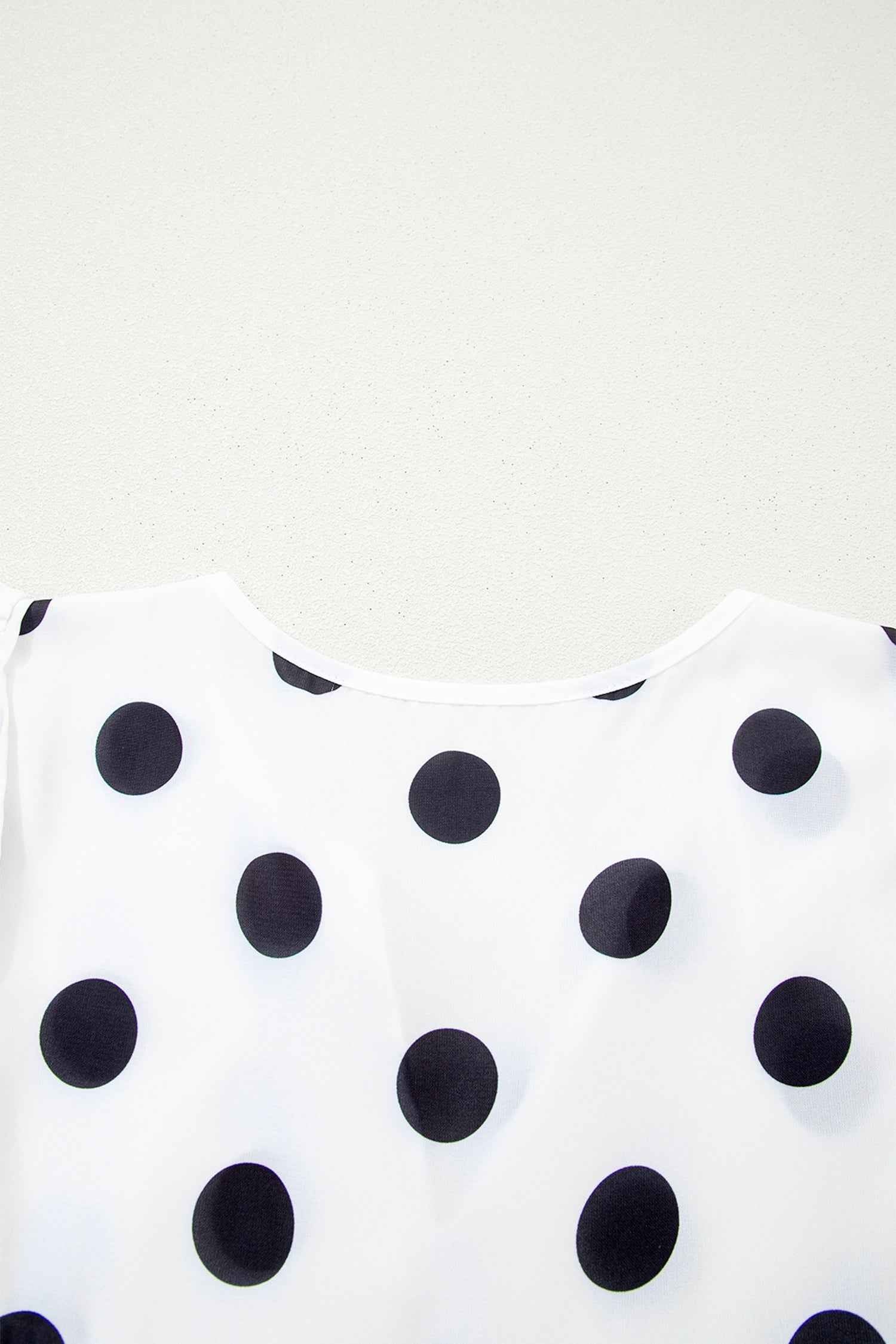 White Polka Dot Print Flutter Sleeve Striped Patchwork Babydoll Blouse