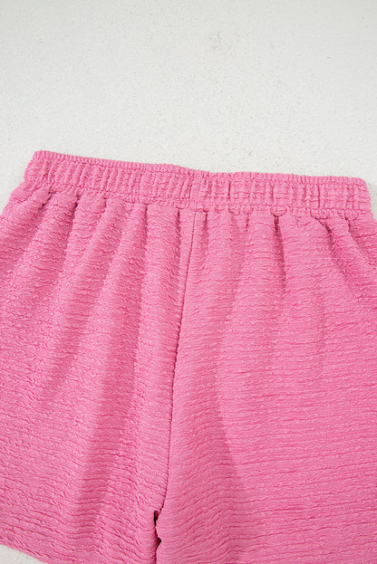 Pink Textured V Neck T Shirt and Shorts Set - Snoopy's Closet