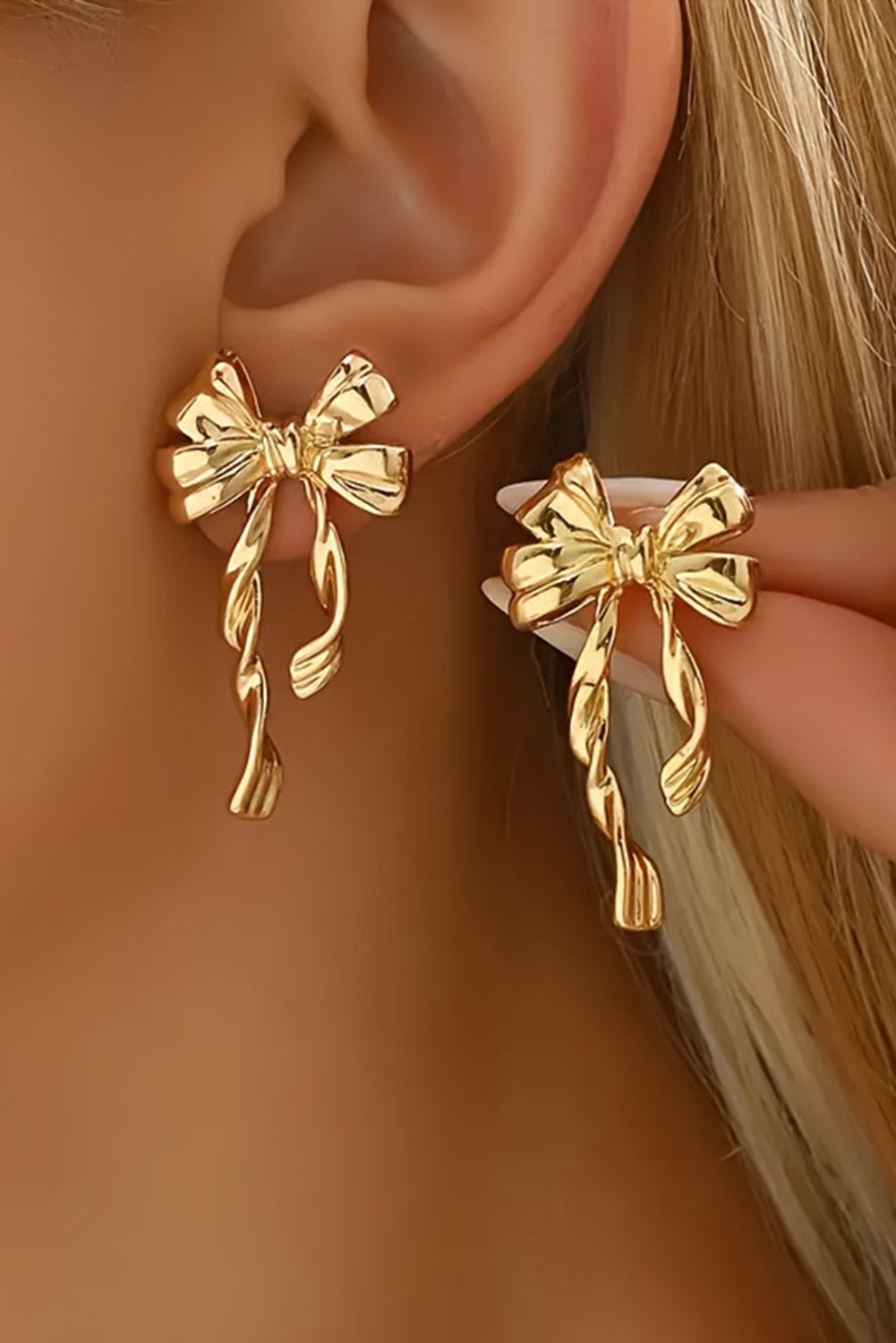 Gold Bow Knot Plated Alloy Stud Earrings - Snoopy's Closet