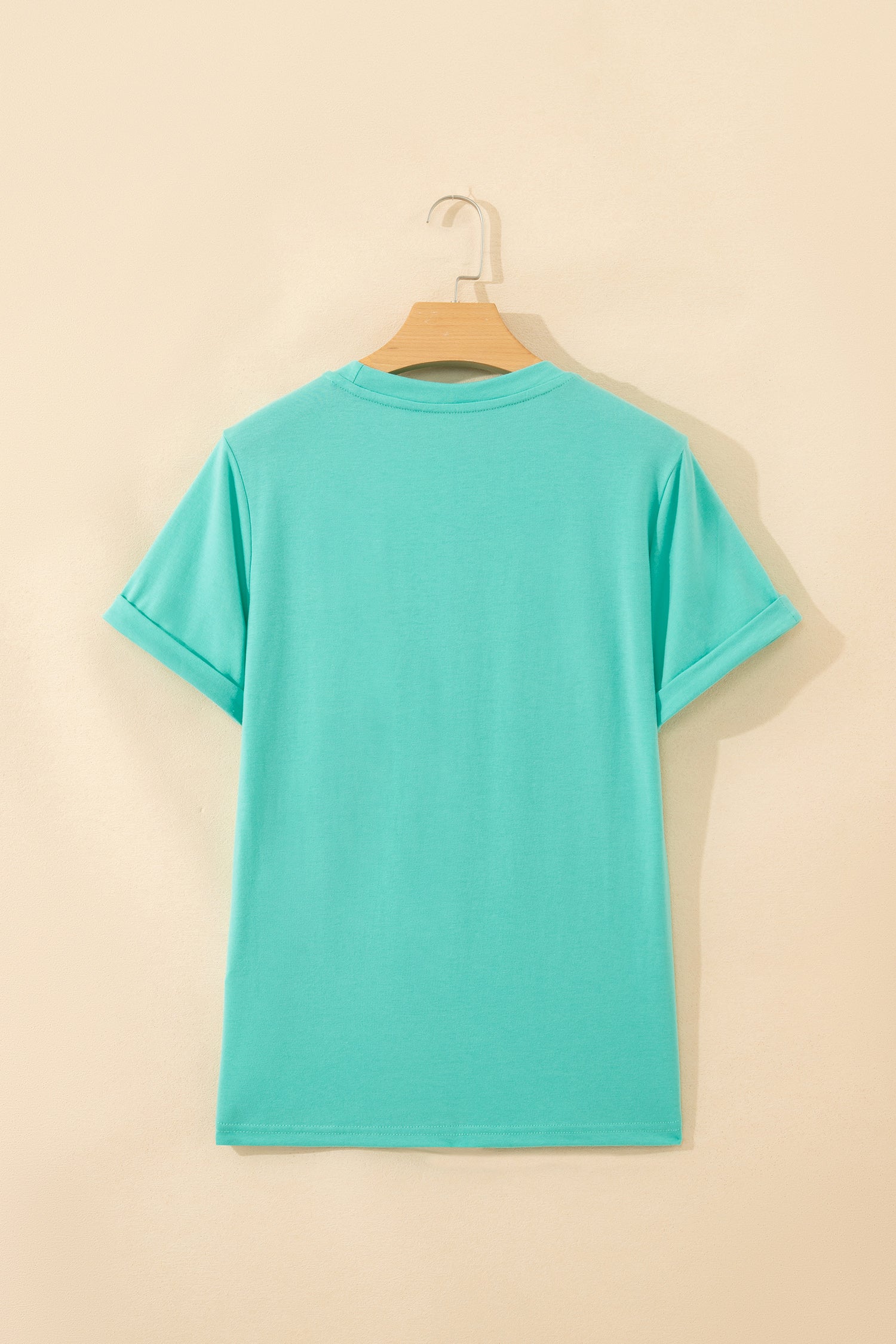Mint Green Casual Plain Crew Neck Tee - Snoopy's Closet