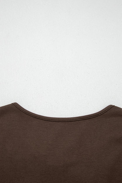 Coffee Plus Size Solid Color Bow Tie Peplum Tank Top