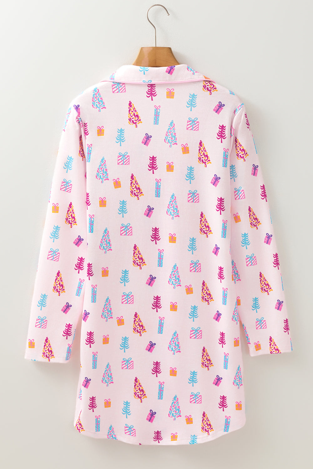 Pink Christmas Twinkle Tree Print Shirt Sleep Dress - Snoopy's Closet