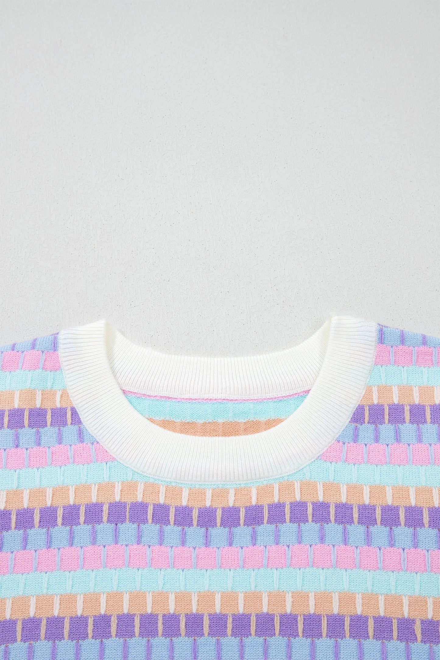 Orange Abstract Striped Knit Short Sleeve Sweater - Snoopy's Closet