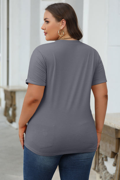 Gray Casual Plain Crew Neck Tee - Snoopy's Closet