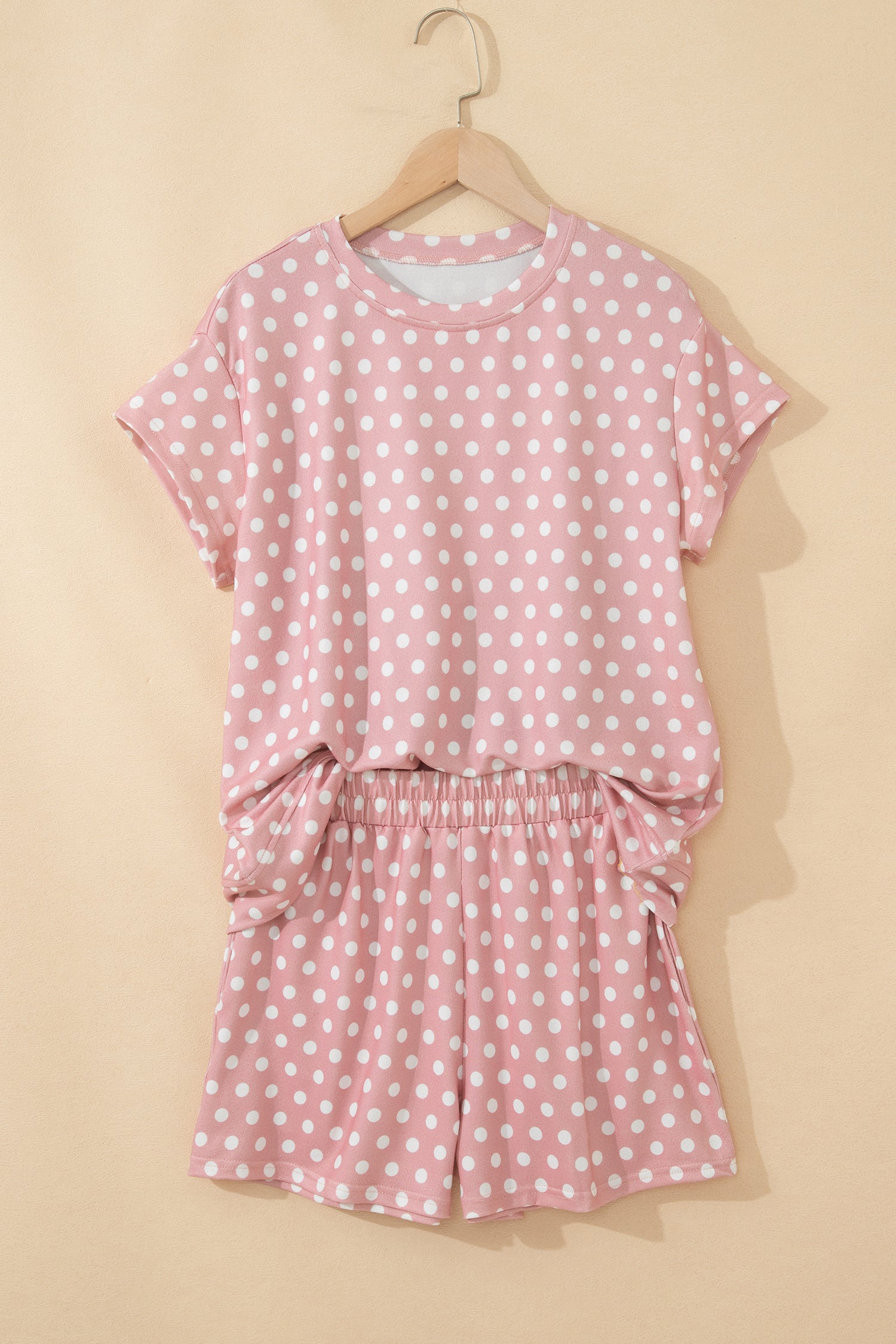 Pink Polka Dot Print Short Set - Snoopy's Closet