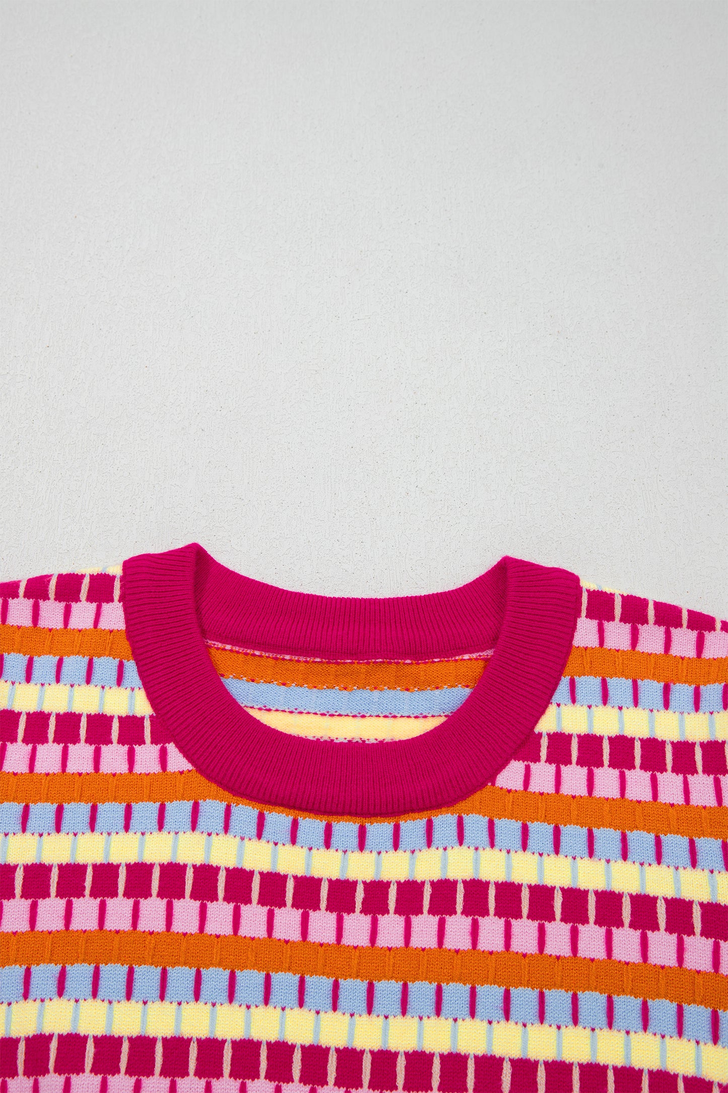 Orange Abstract Striped Knit Short Sleeve Sweater - Snoopy's Closet